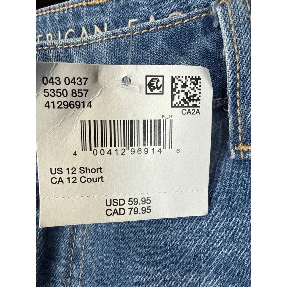 NWT American Eagle Baggy Wide Leg Jeans Women 12 Blue Super High Rise Flare Chic - Picture 5 of 16